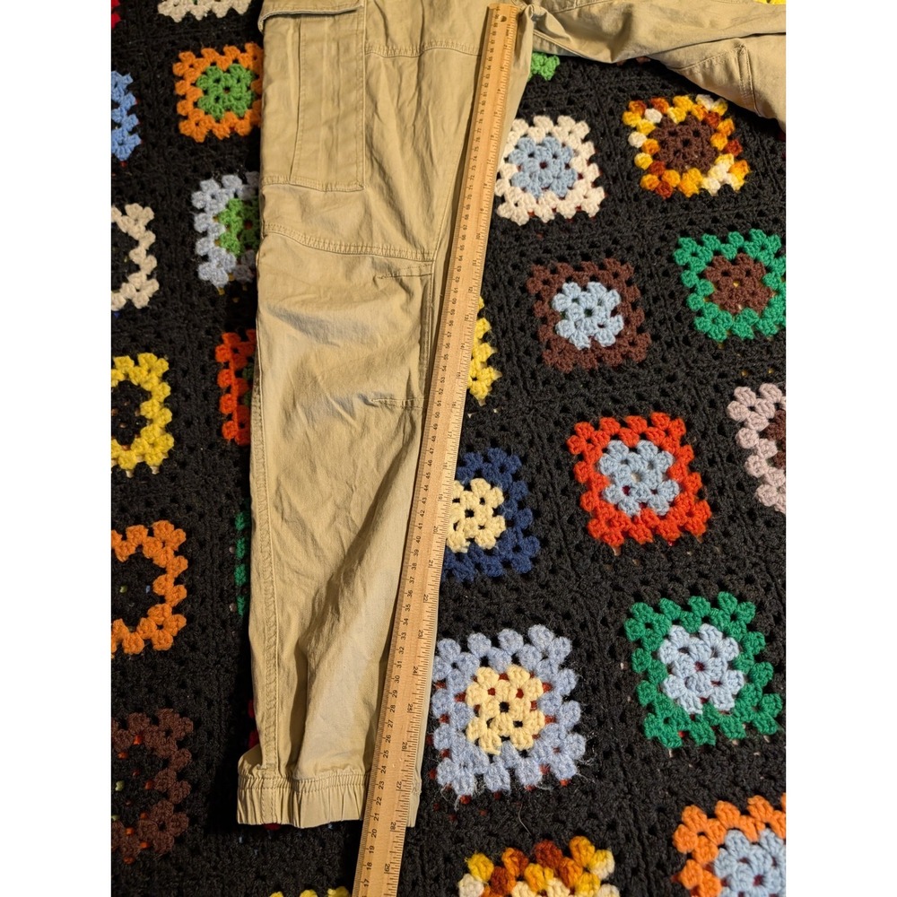H&M Pull On Drawstring Pants Women Small Beige High Rise Straight Leg Comfort - Picture 2 of 9